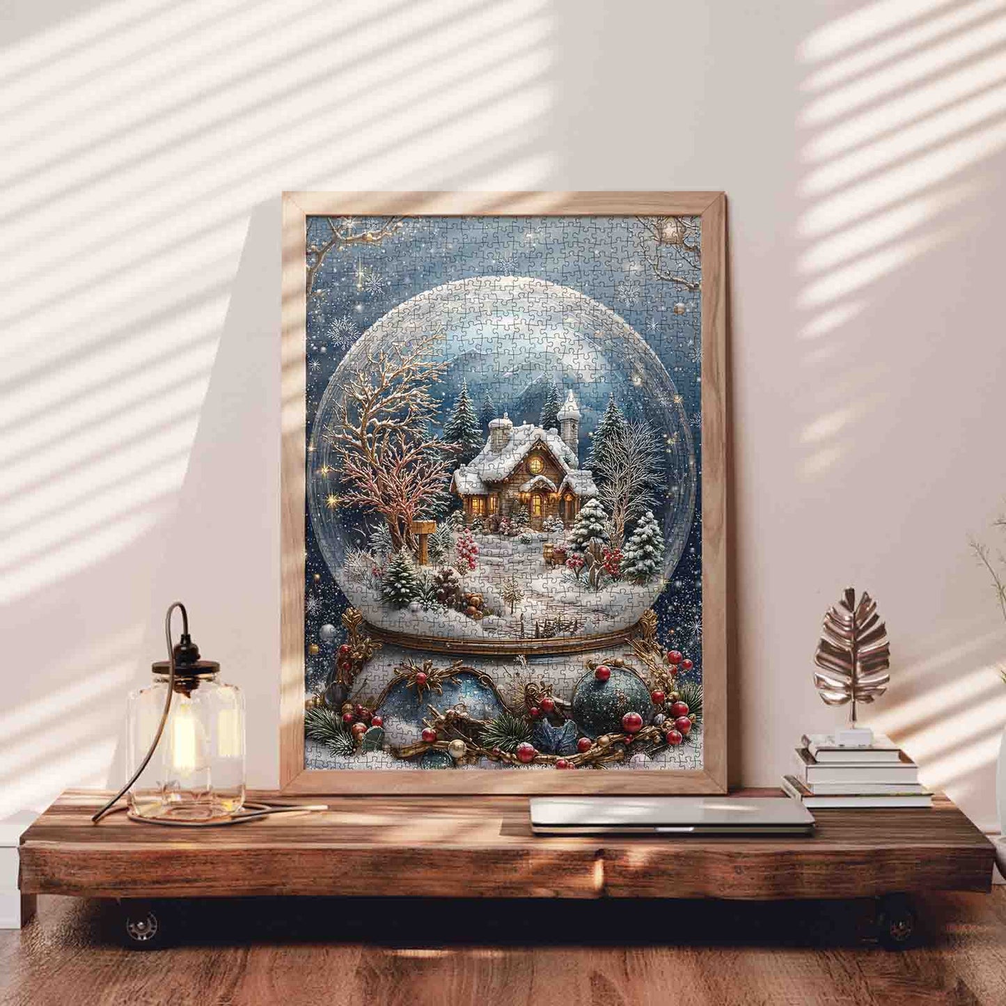 Winter Cottage Snow Globe Jigsaw Puzzle