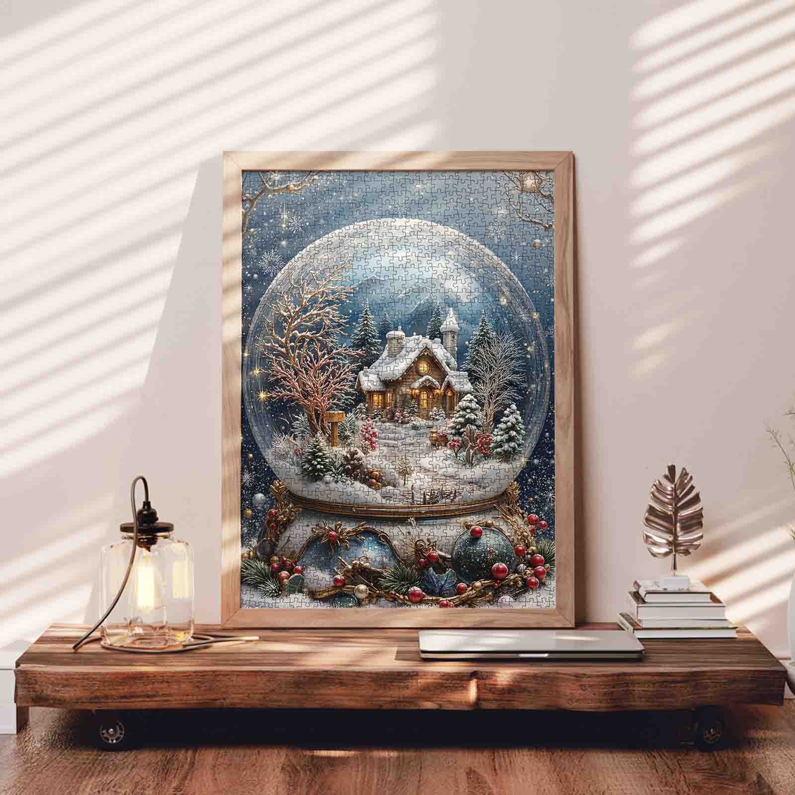 Winter Cottage Snow Globe Jigsaw Puzzle