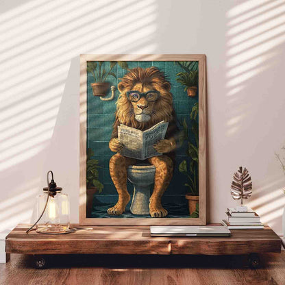 Reading Lion in Bathroom Jigsaw Puzzle