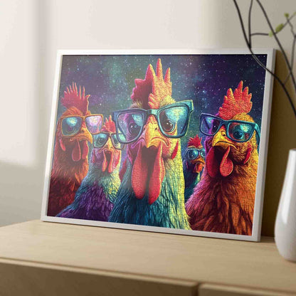 5 Roosters with Sunglasses Jigsaw Puzzle