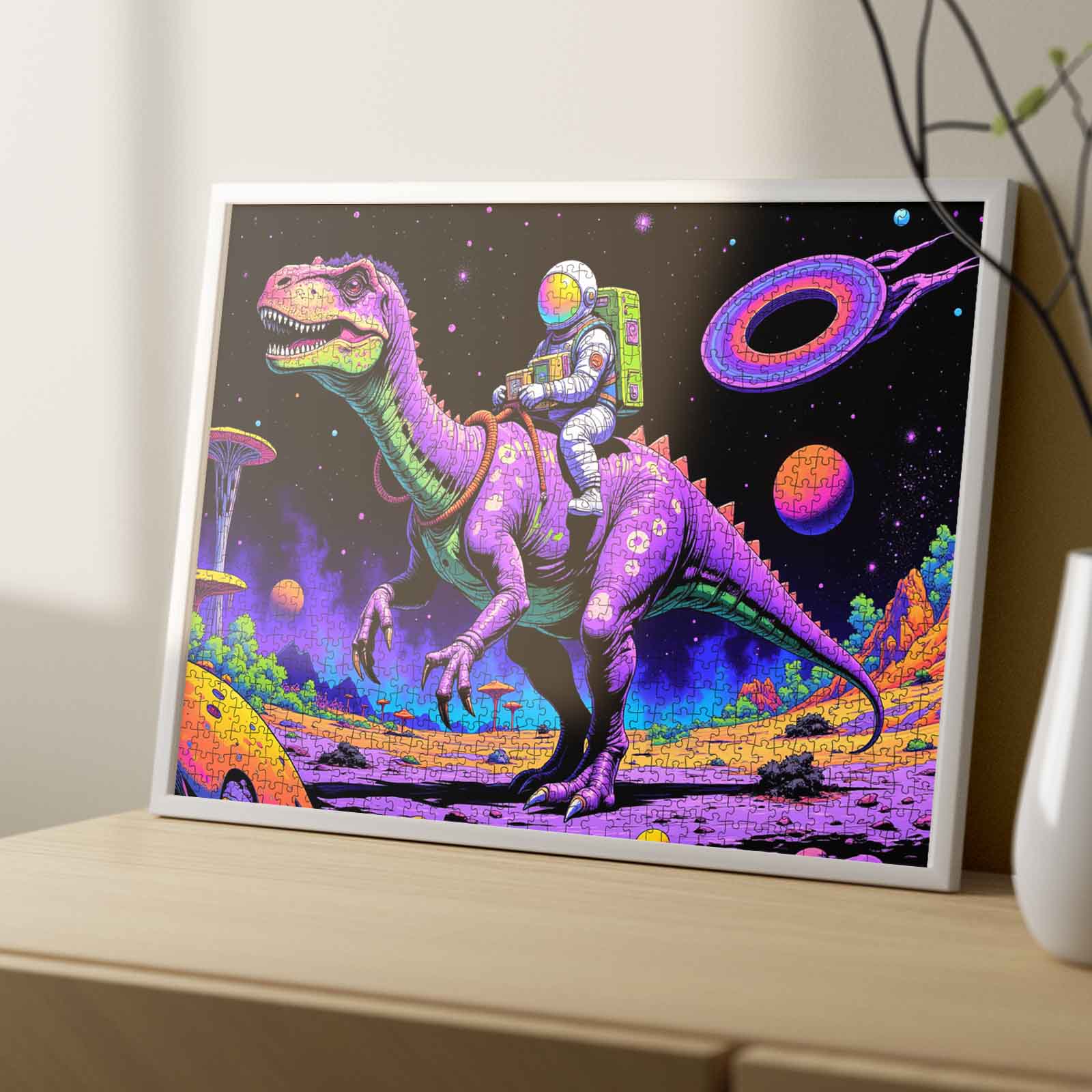 Astronaut rides Dinosaur Jigsaw Puzzle