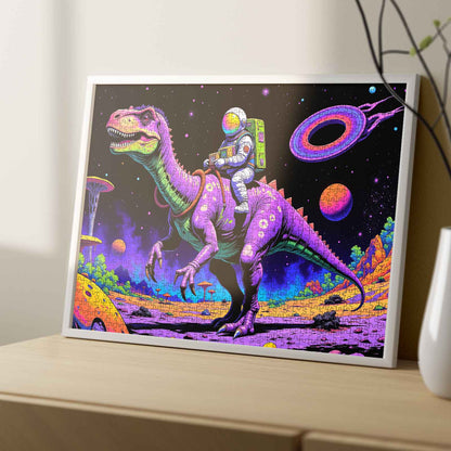 Astronaut rides Dinosaur Jigsaw Puzzle