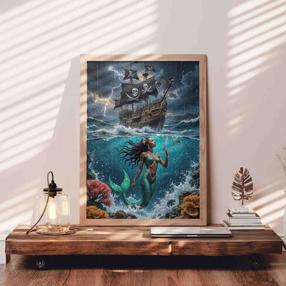 Storm Pirate Ship Mermaid Depths Jigsaw Puzzle