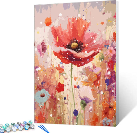 Tucocoo Poppy Flowers Paint by Number for Adults Beginner