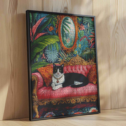 Elegant Cat on Royal Sofa Jigsaw Puzzle