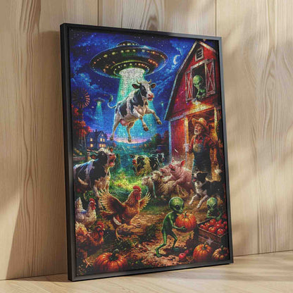 Alien Farm Cow Abduction Jigsaw Puzzle