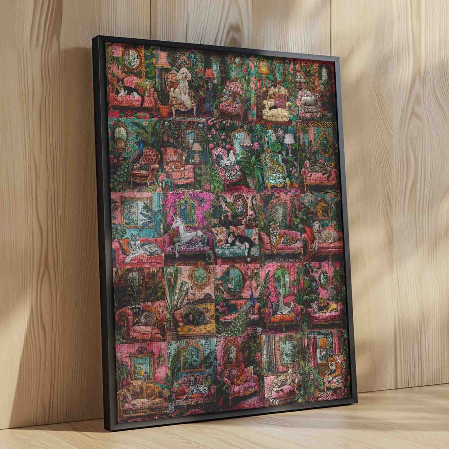Whimsical Animals Relaxing in Lush Vintage Rooms Jigsaw Puzzle