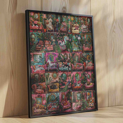 Whimsical Animals Relaxing in Lush Vintage Rooms Jigsaw Puzzle