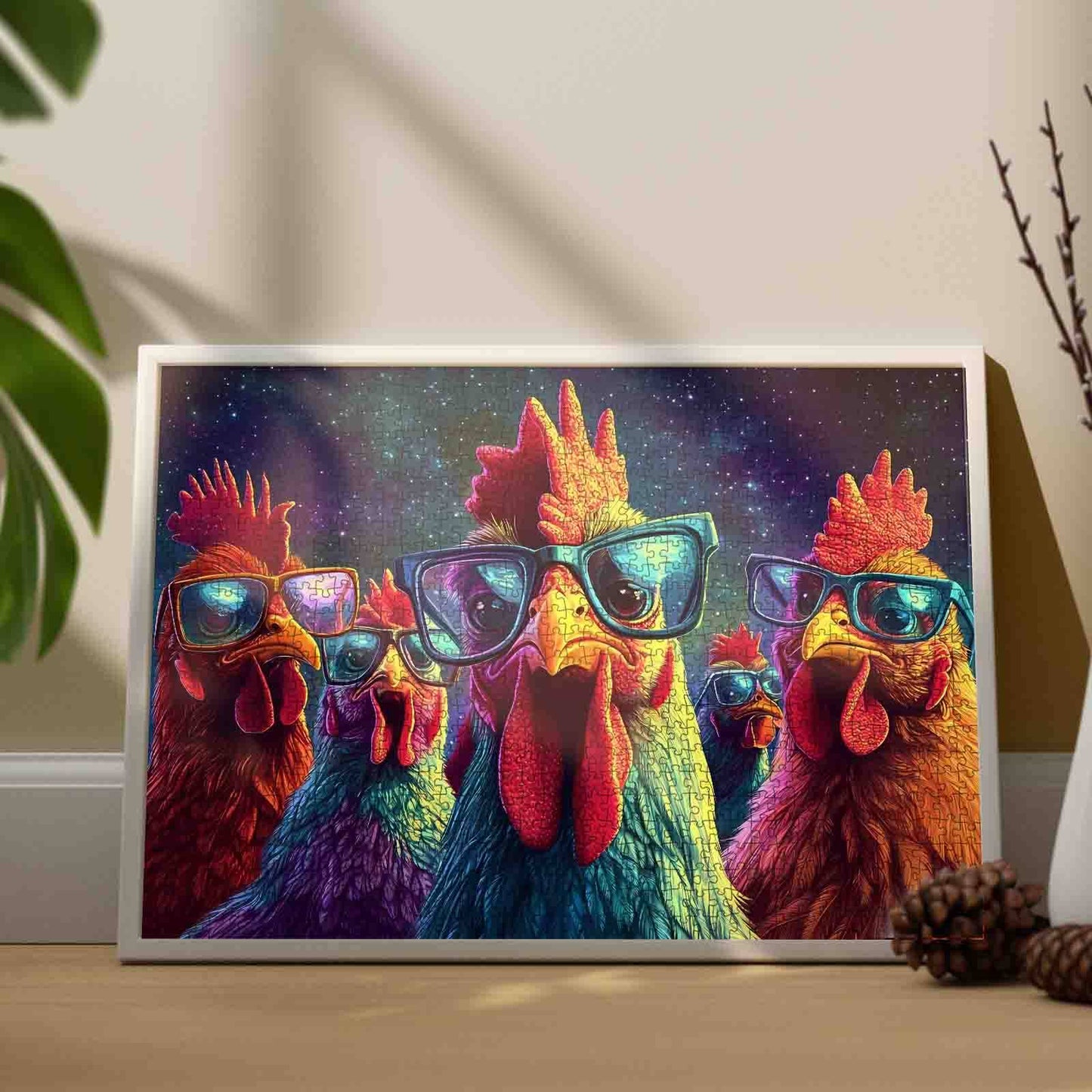5 Roosters with Sunglasses Jigsaw Puzzle