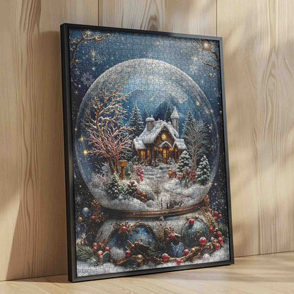 Winter Cottage Snow Globe Jigsaw Puzzle