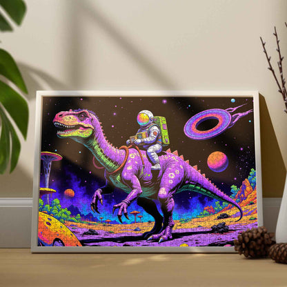 Astronaut rides Dinosaur Jigsaw Puzzle