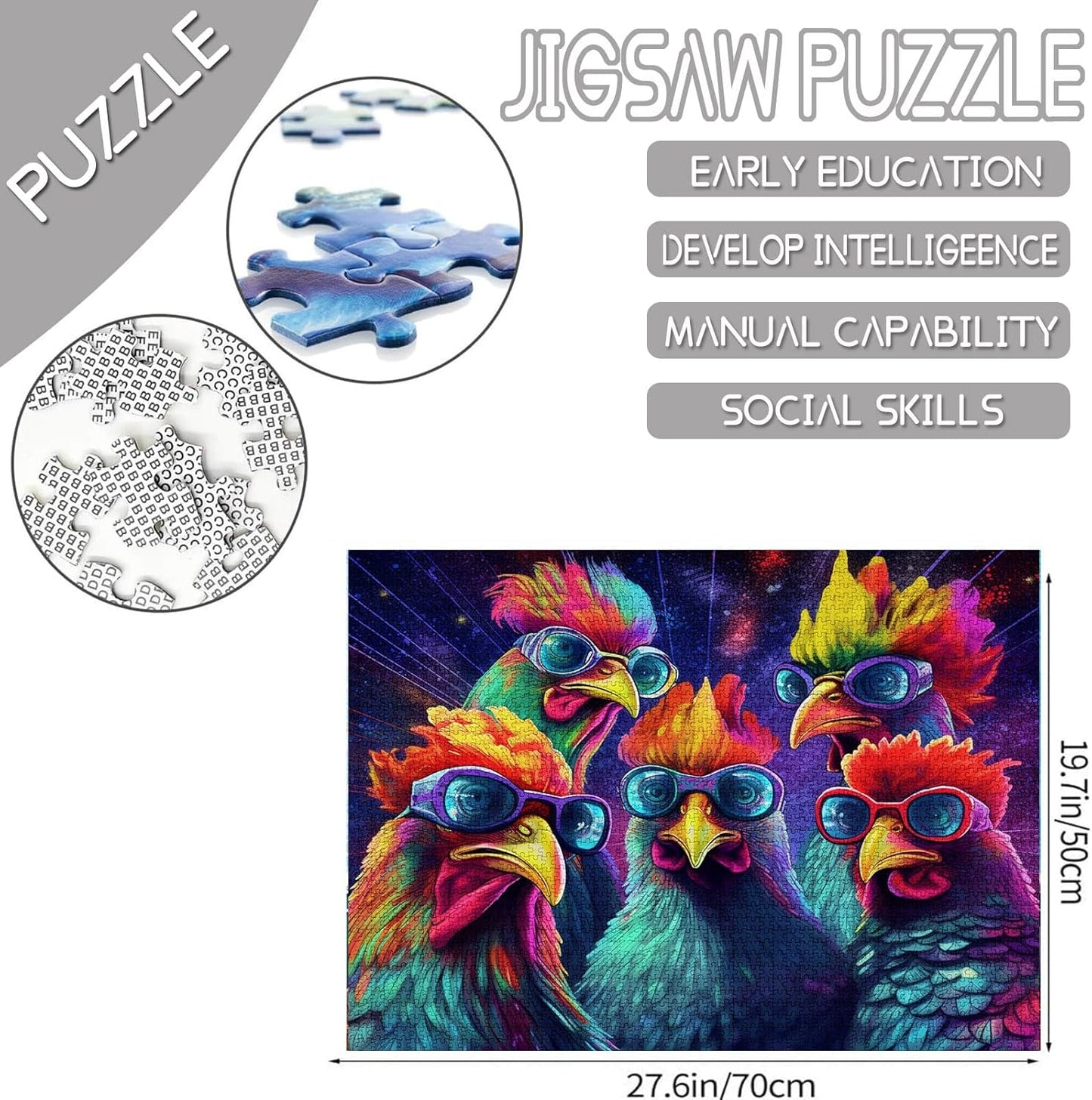 5 Roosters with Sunglasses Jigsaw Puzzles - Tucocoo