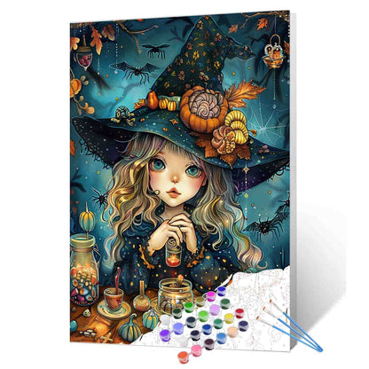 Adorable Witch Moonlight Forest Paint by Numbers