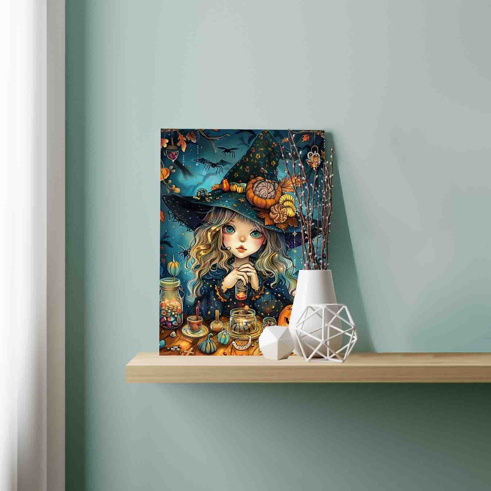 Adorable Witch Moonlight Forest Paint by Numbers