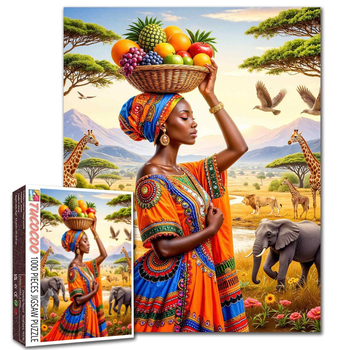 African Beauty Fruit Basket Savanna Jigsaw Puzzle