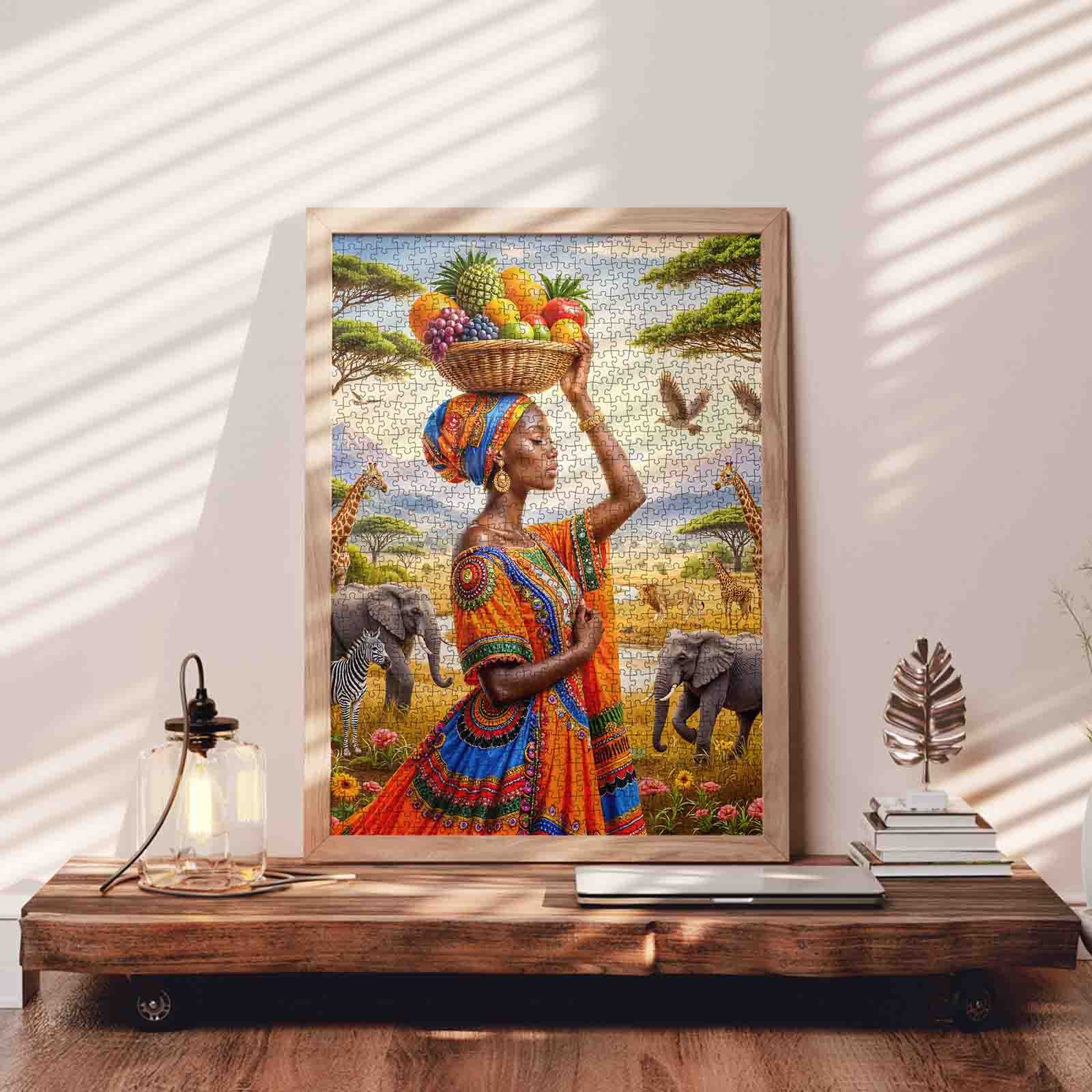 African Beauty Fruit Basket Savanna Jigsaw Puzzle