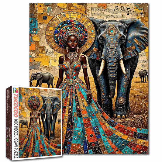 African Queen and Sacred Elephant Jigsaw Puzzle