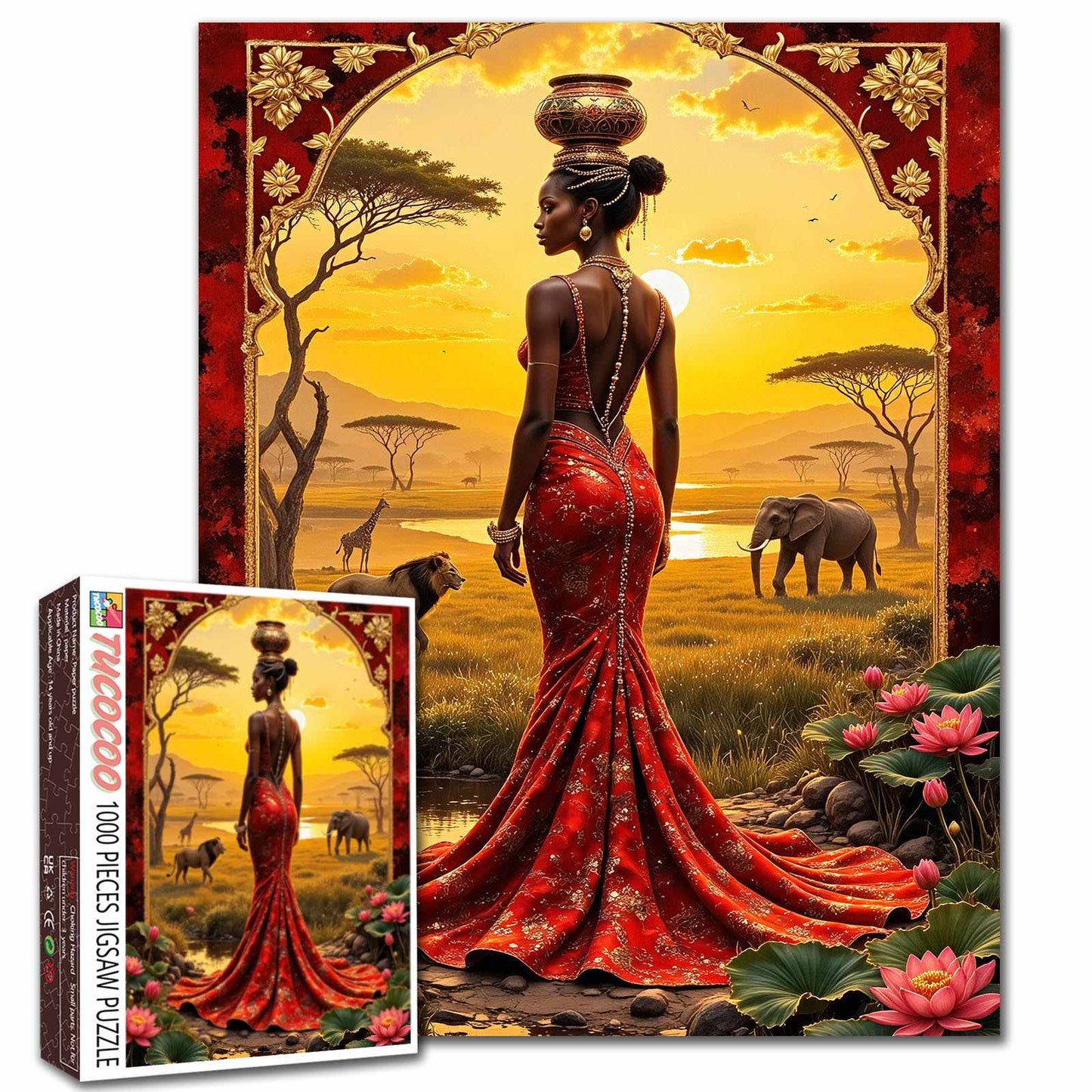 African Sunset Queen Wildlife Elegance Jigsaw Puzzle