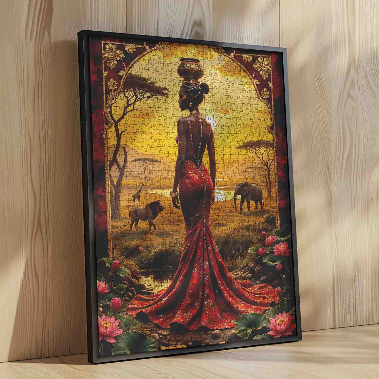 African Sunset Queen Wildlife Elegance Jigsaw Puzzle