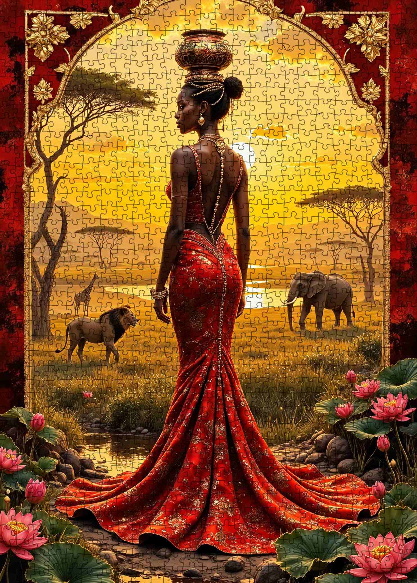 African Sunset Queen Wildlife Elegance Jigsaw Puzzle