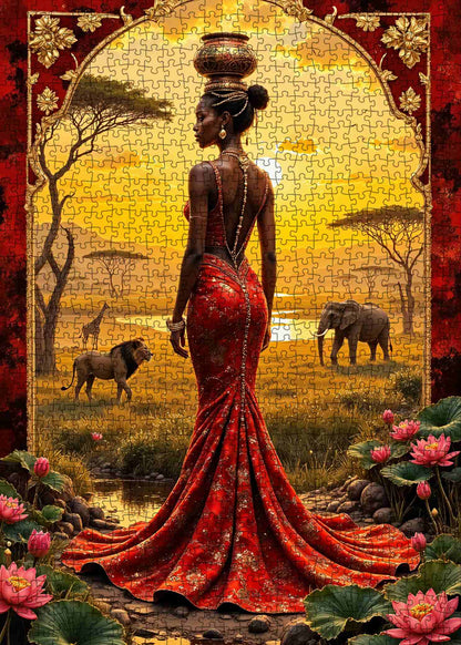 African Sunset Queen Wildlife Elegance Jigsaw Puzzle