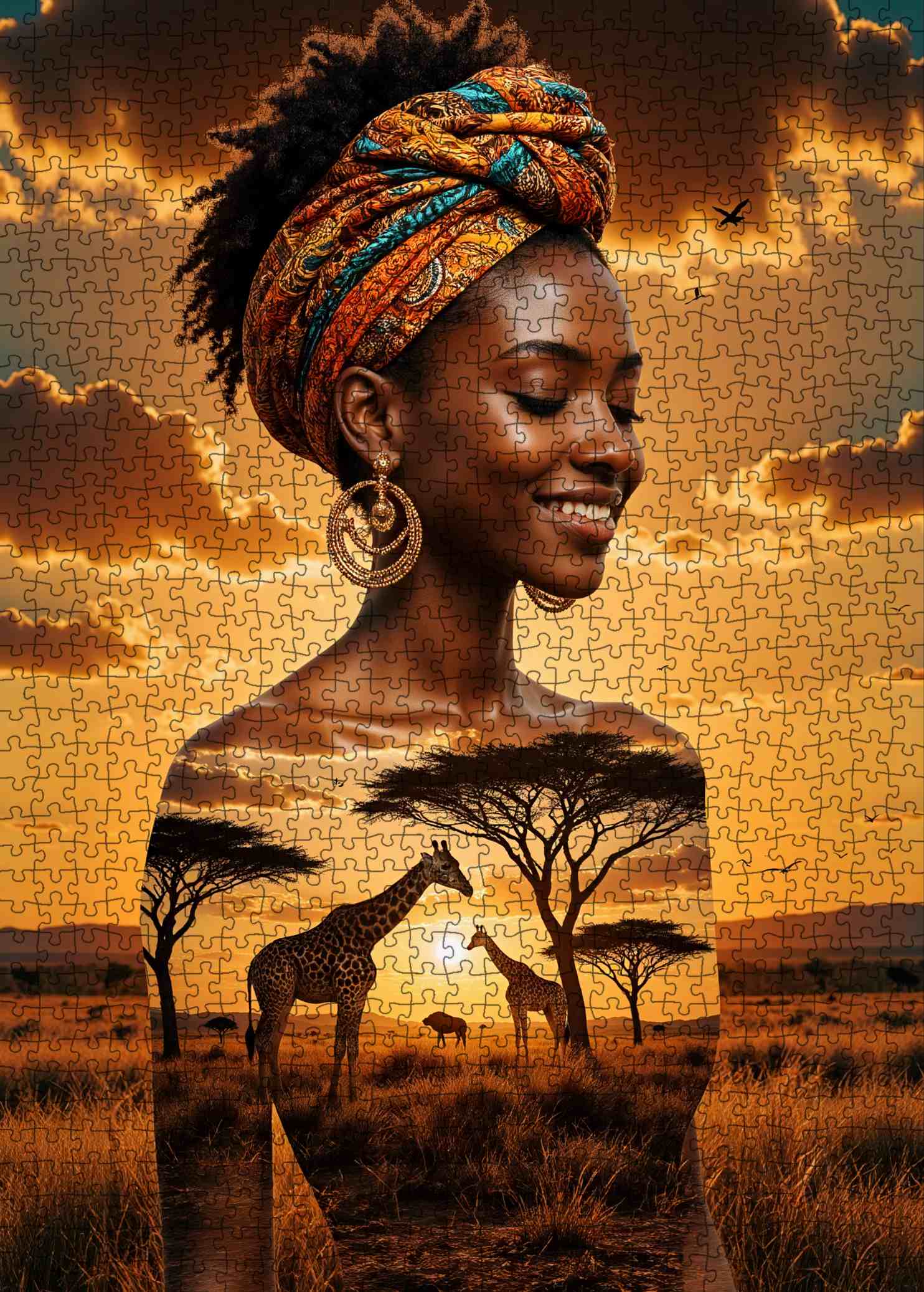 African Sunset Spirit Landscape Jigsaw Puzzle
