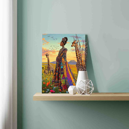 African Queen with Giraffes Paint by Numbers