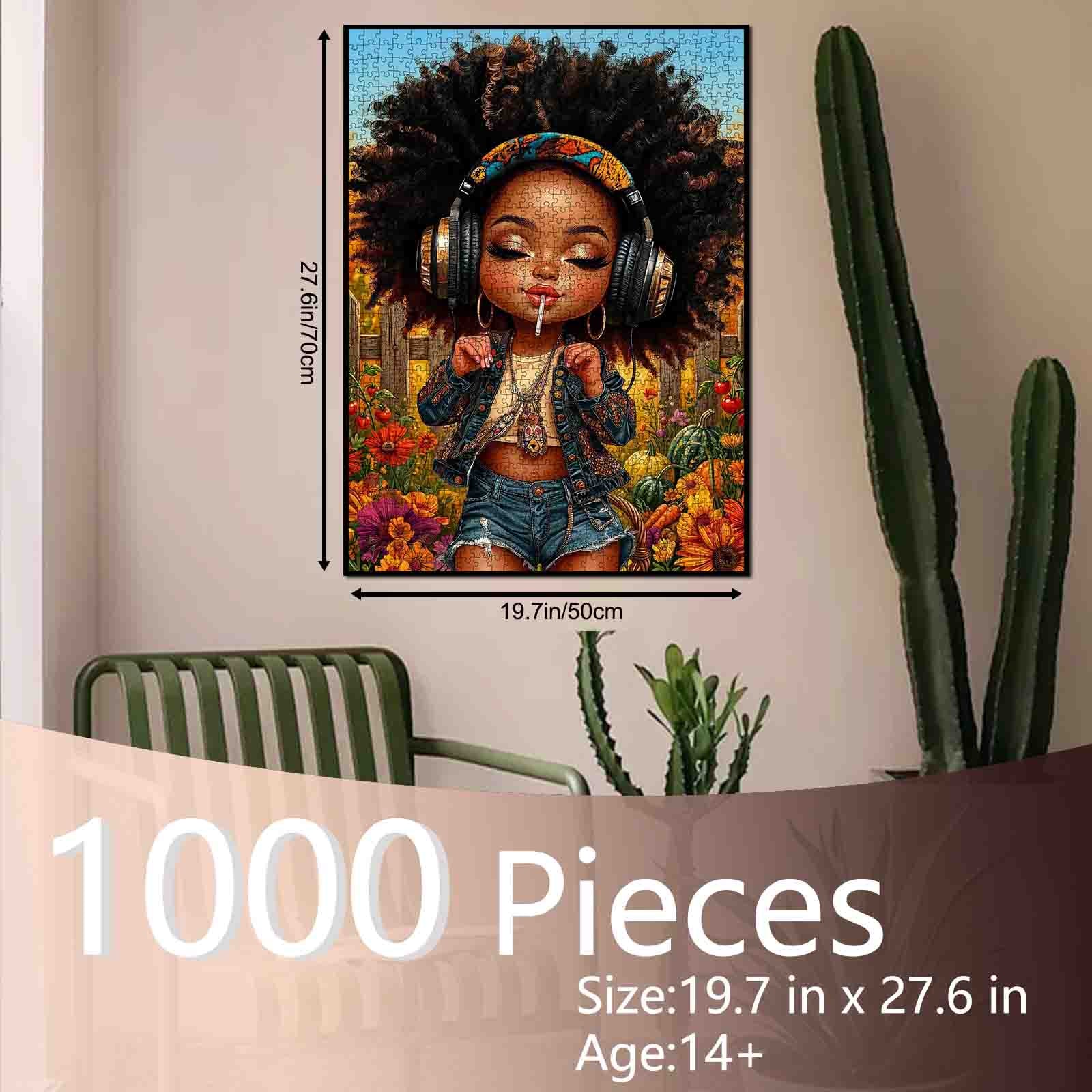 Afro Girl Music & Autumn Garden Jigsaw Puzzle