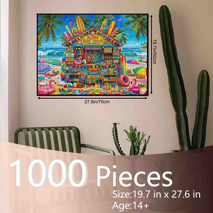 Aloha Surf Shack Colorful Beach Market Jigsaw Puzzle