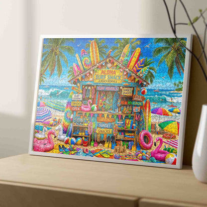 Aloha Surf Shack Colorful Beach Market Jigsaw Puzzle