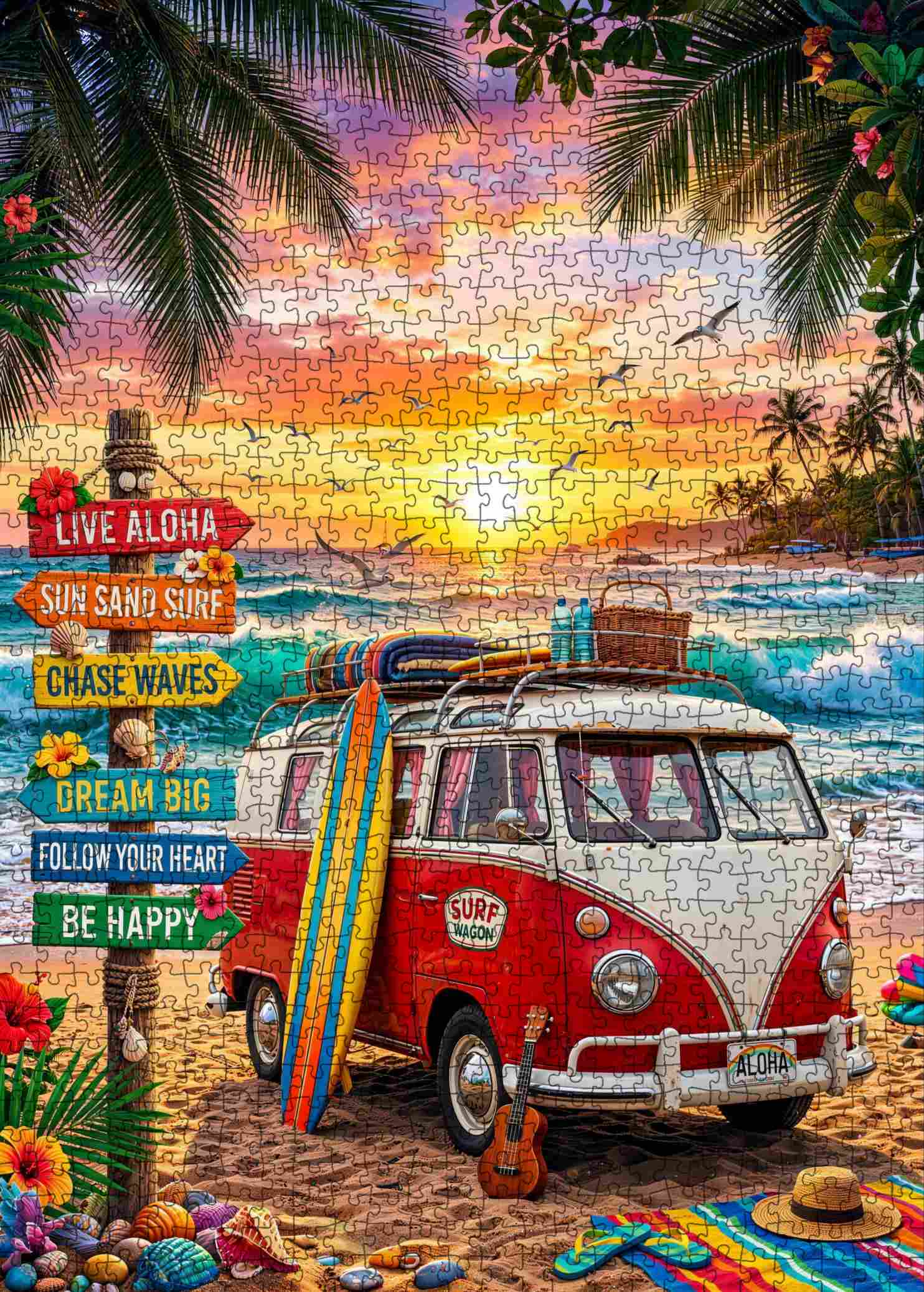 Aloha Surf Wagon Sunset Jigsaw Puzzle – Tucocoo
