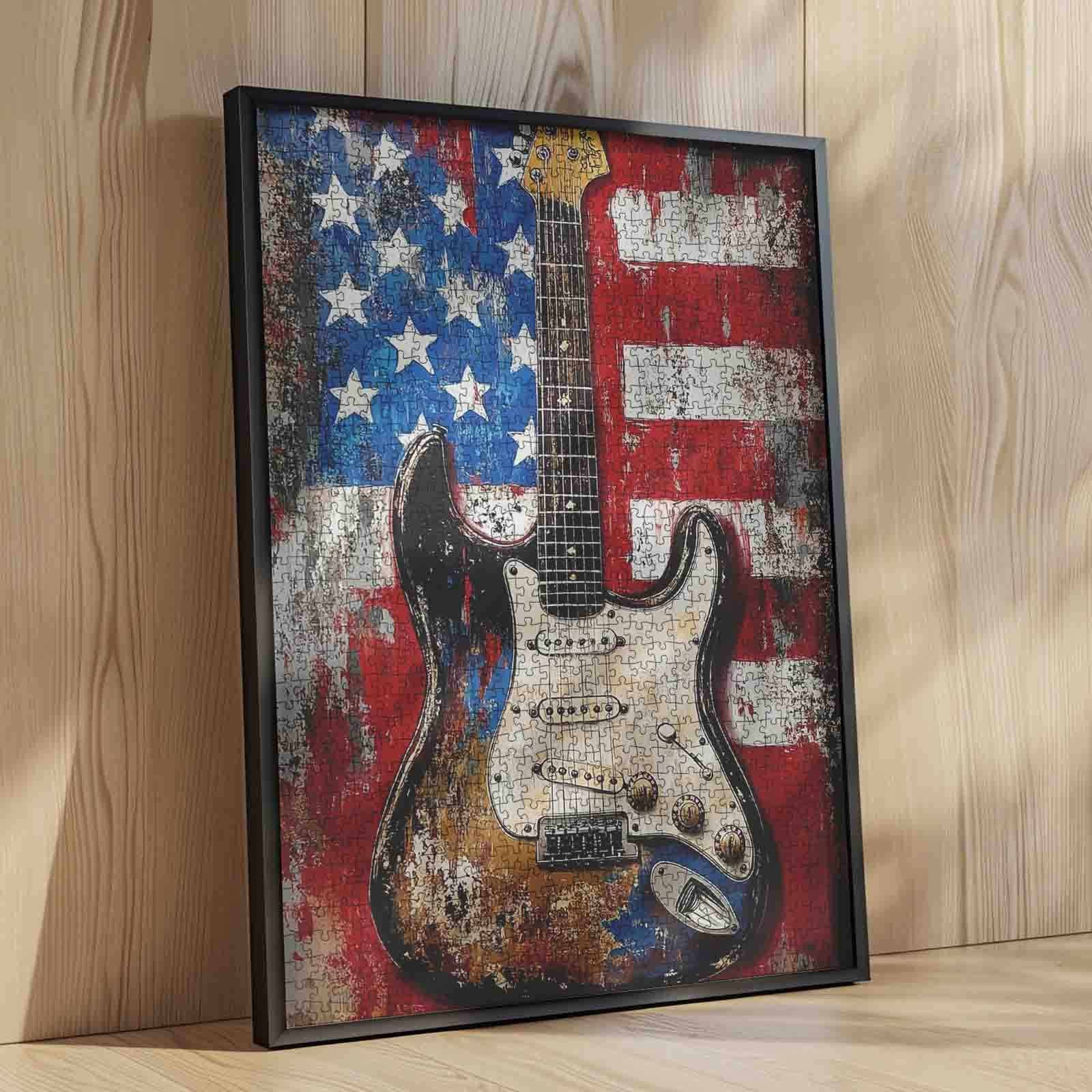 American Flag Guitar Jigsaw Puzzle
