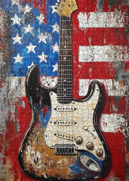 American Flag Guitar Jigsaw Puzzle