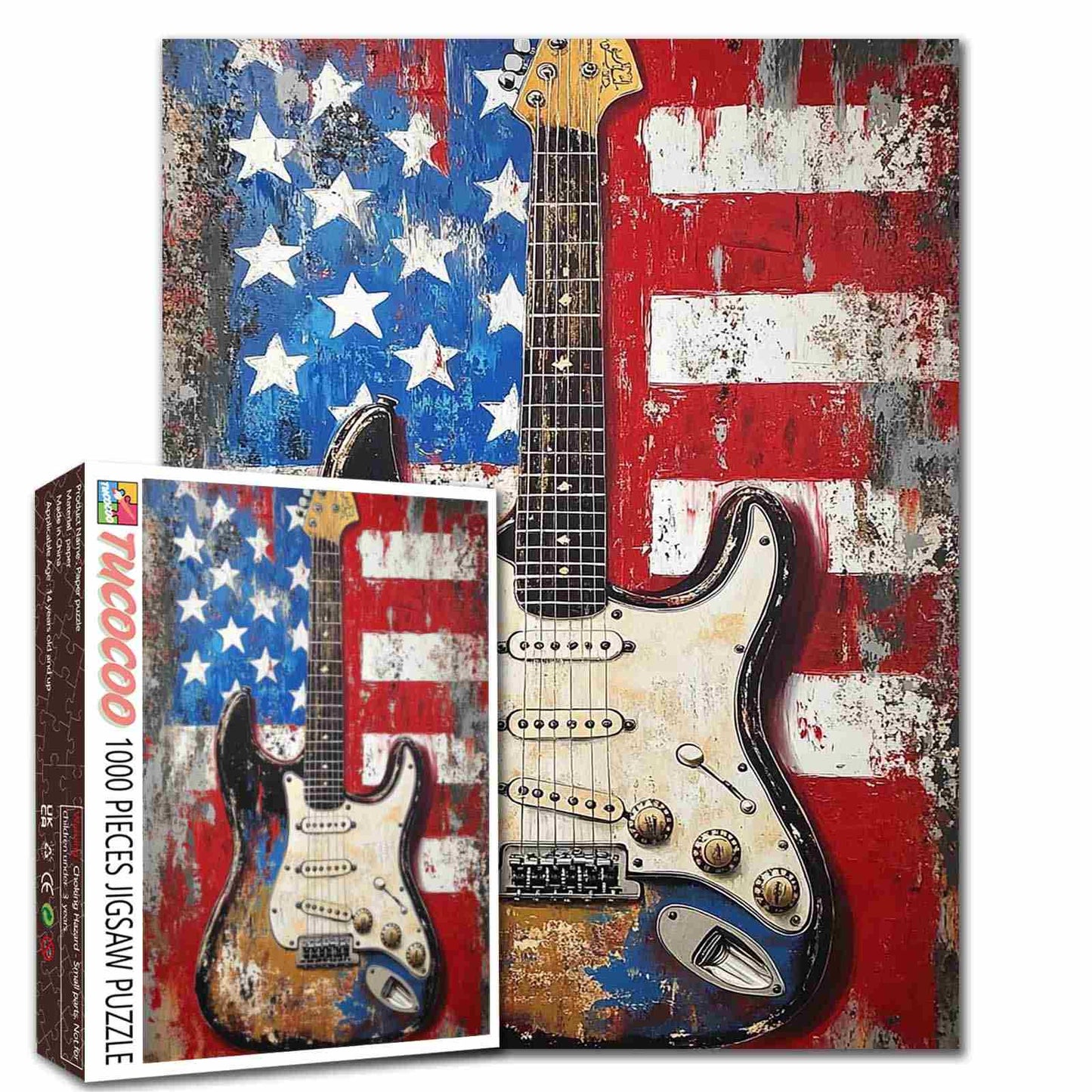 American Flag Guitar Jigsaw Puzzle