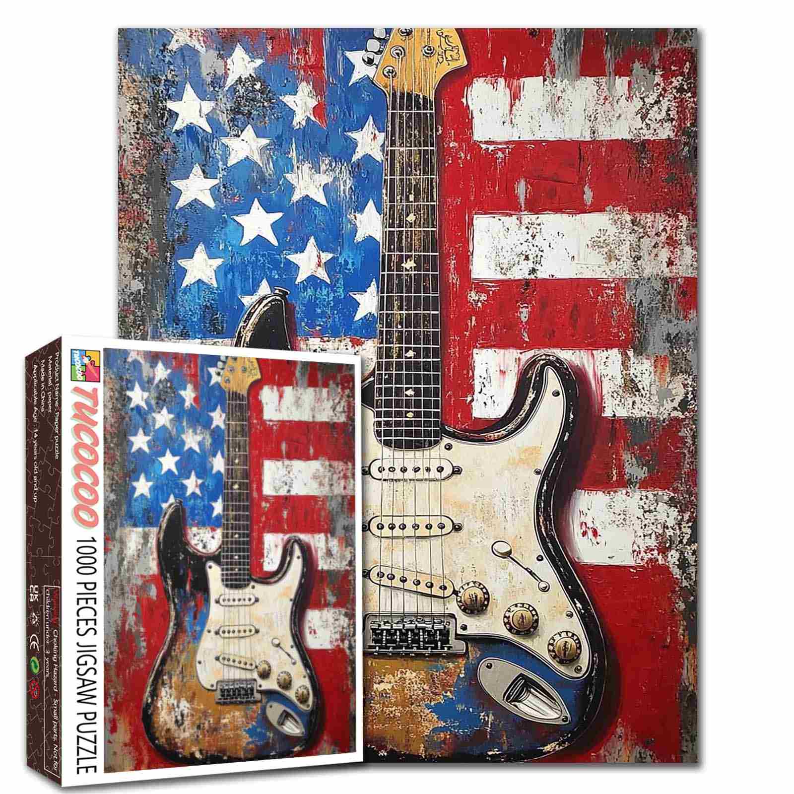 American Flag Guitar Jigsaw Puzzle