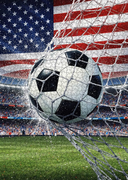 American Flag Soccer Goal Jigsaw Puzzle
