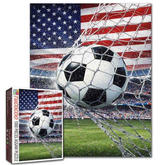 American Flag Soccer Goal Jigsaw Puzzle