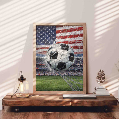 American Flag Soccer Goal Jigsaw Puzzle