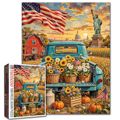 American Harvest Truck and Flowers Jigsaw Puzzle