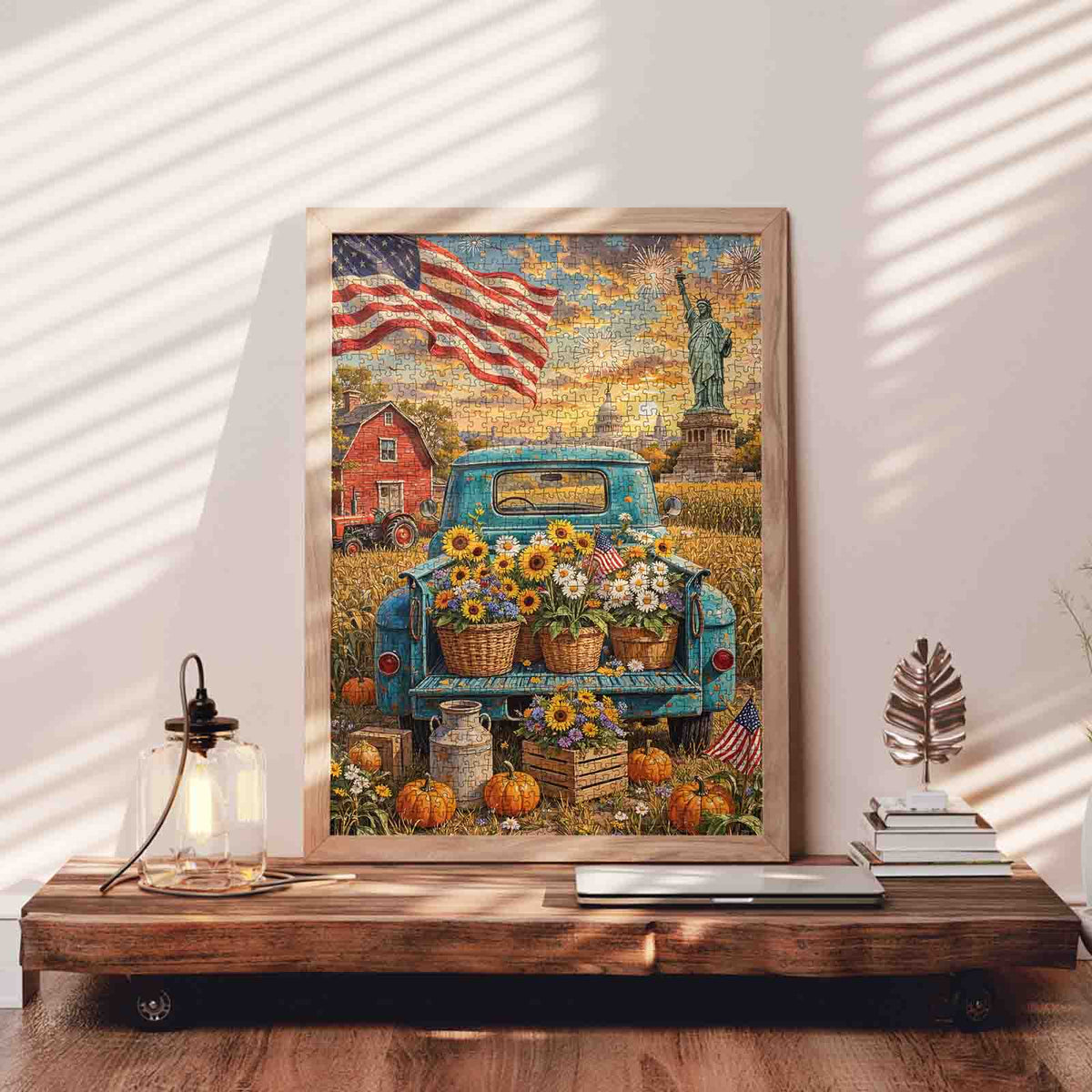 American Harvest Truck and Flowers Jigsaw Puzzle