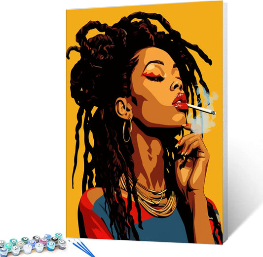 Black Girl with Dreadlocks Paint by Numbers