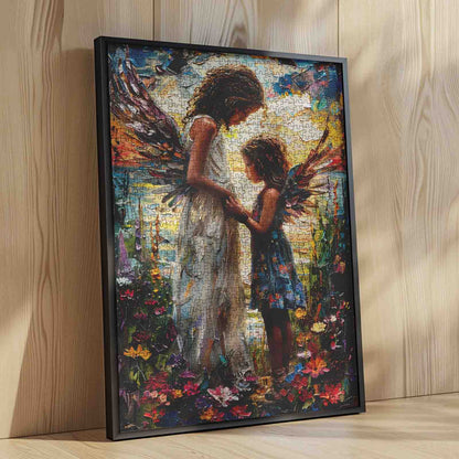 Angels Holding Hands in Blooming Meadow Jigsaw Puzzle