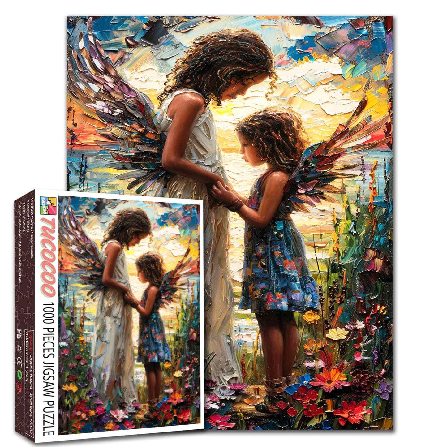 Angels Holding Hands in Blooming Meadow Jigsaw Puzzle
