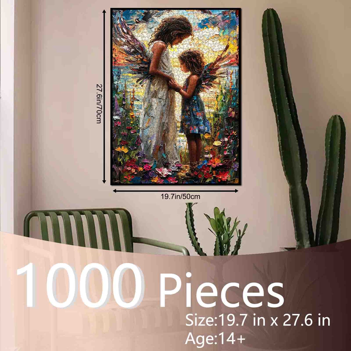 Angels Holding Hands in Blooming Meadow Jigsaw Puzzle