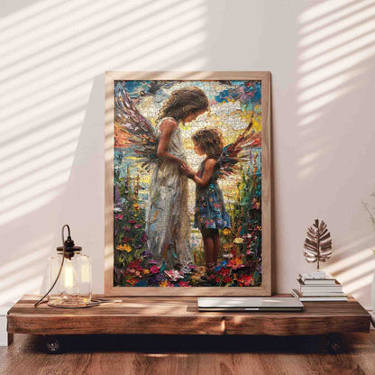 Angels Holding Hands in Blooming Meadow Jigsaw Puzzle