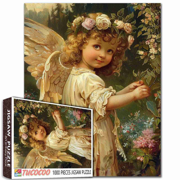 AngelicGirlwithFlowersJigsawPu