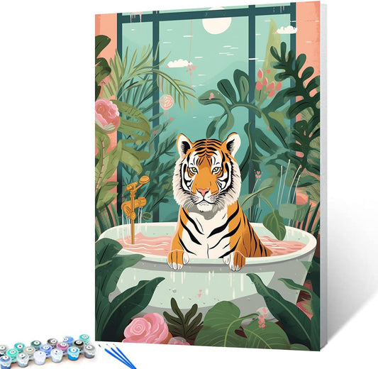 Tiger in the Bathtub Paint by Numbers