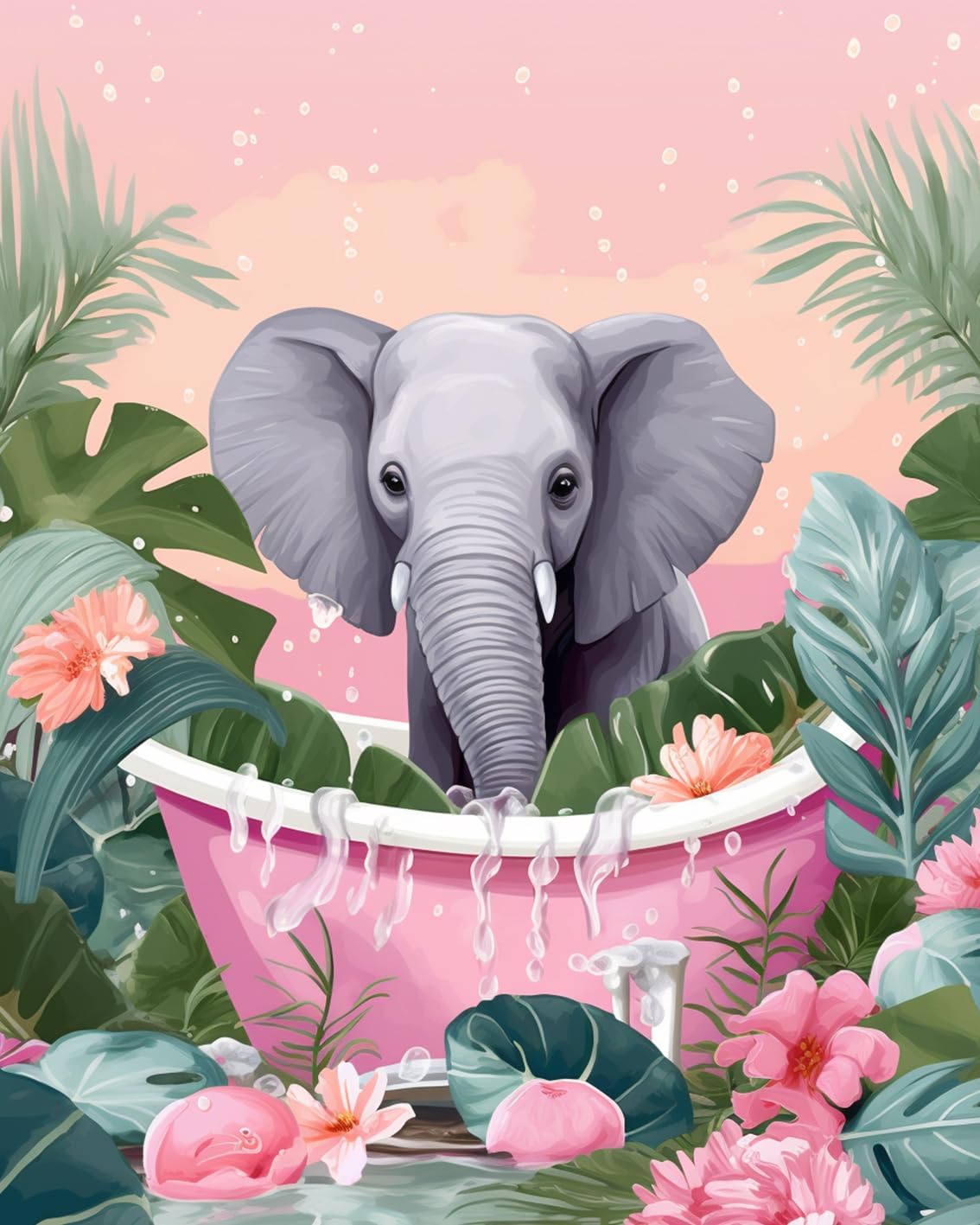 Elephant in the Bathtub Paint by Numbers