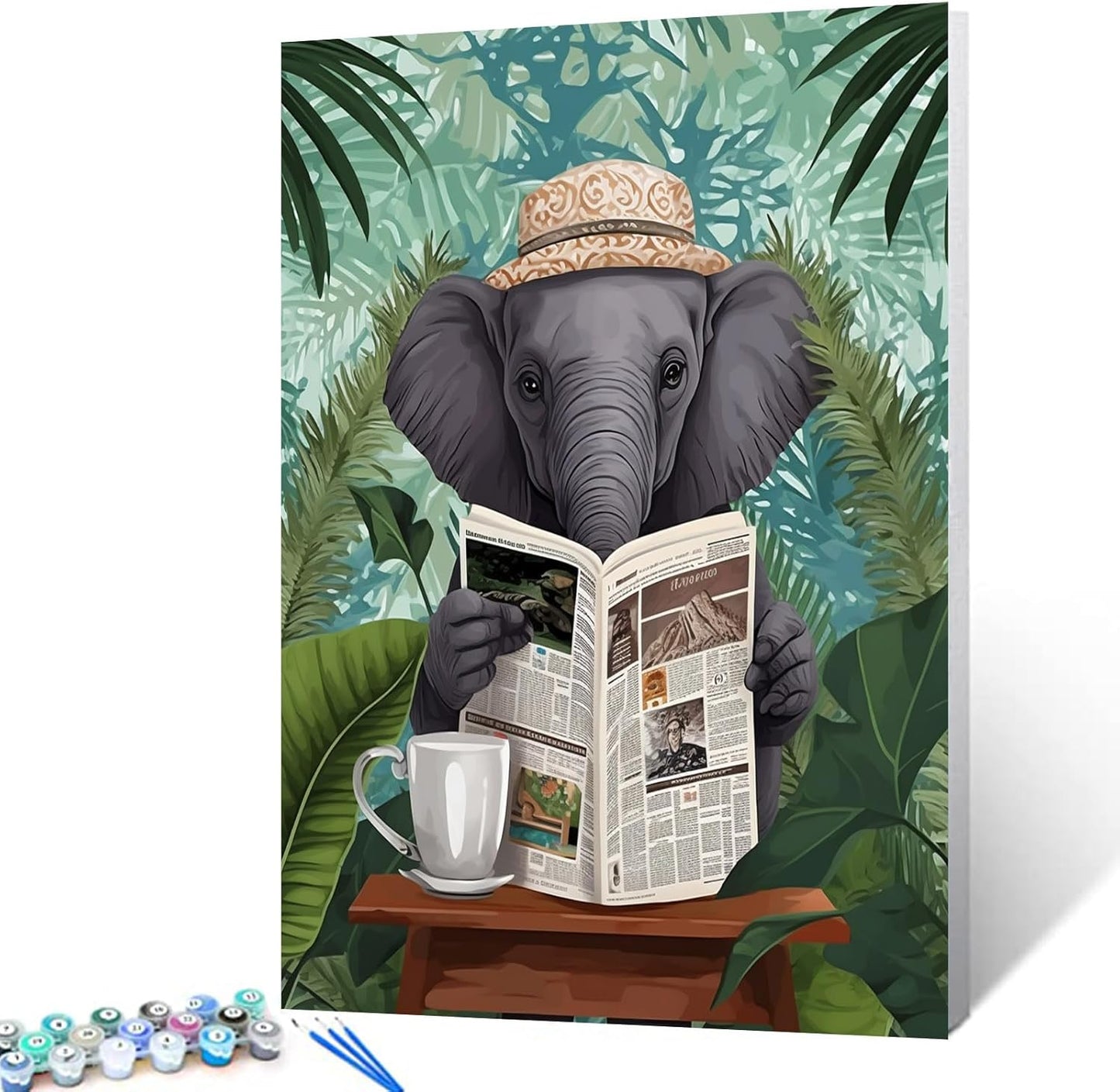 Elephant Reading Newspaper Paint by Numbers