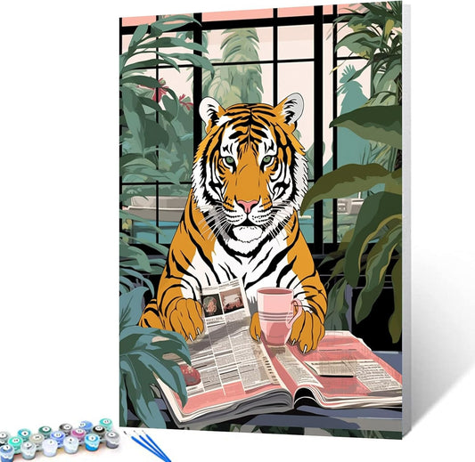 Tiger Working in Jungle Office Paint by Numbers